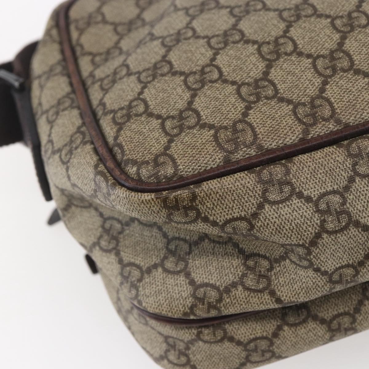 GUCCI GG Supreme Shoulder Bag PVC Leather Beige Silver 114531 Auth 154426