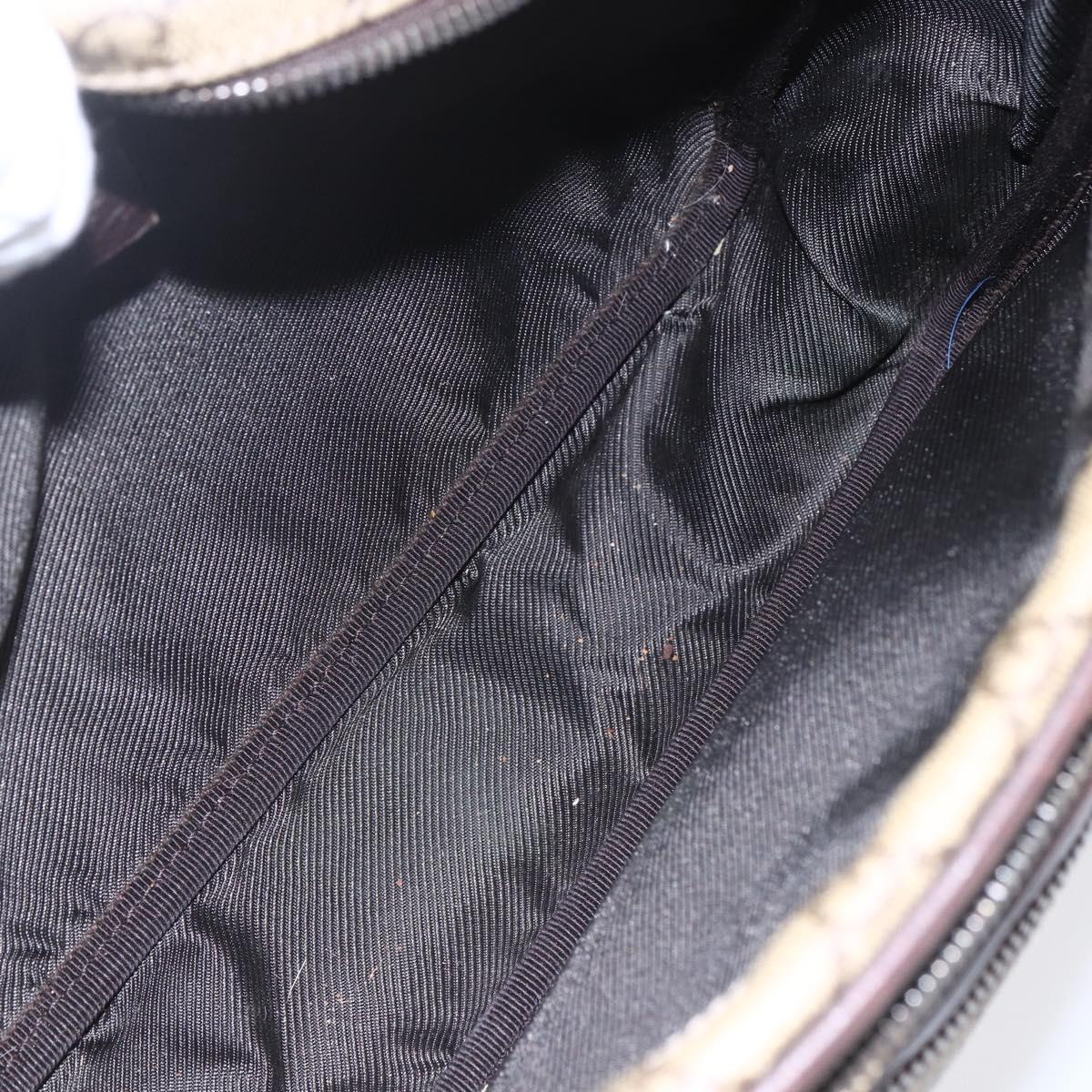 GUCCI GG Supreme Shoulder Bag PVC Leather Beige Silver 114531 Auth 154426