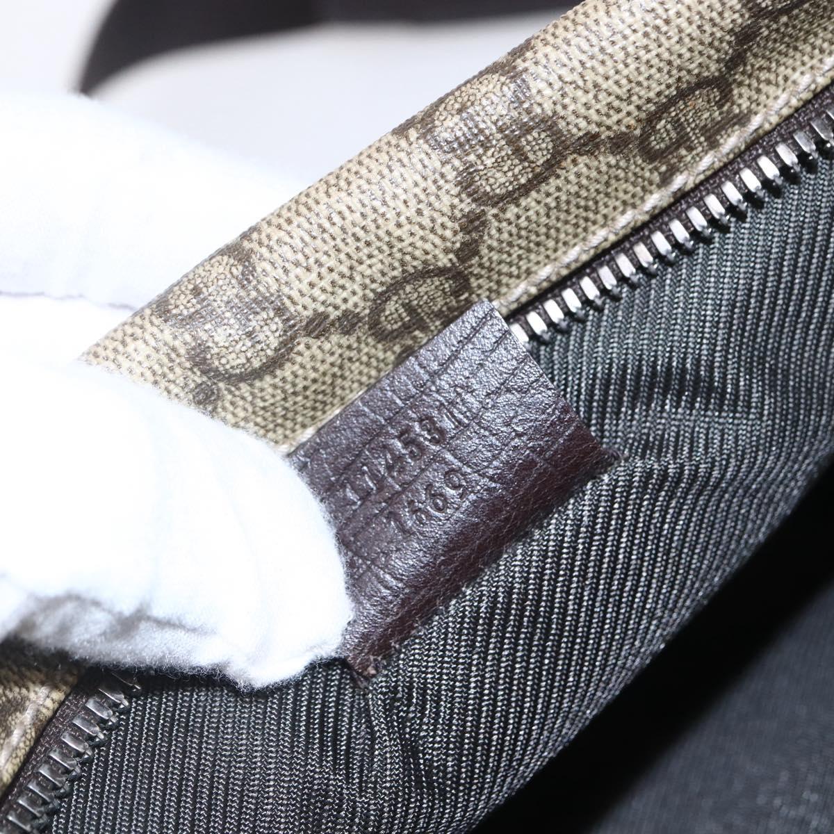 GUCCI GG Supreme Shoulder Bag PVC Leather Beige Silver 114531 Auth 154426