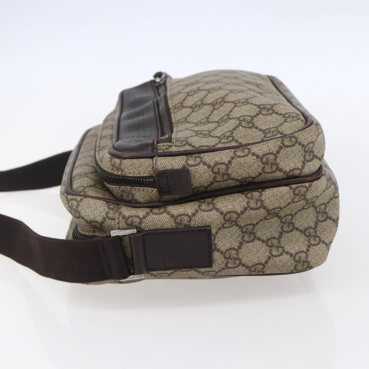 GUCCI GG Supreme Shoulder Bag PVC Leather Beige Silver 114531 Auth 154426