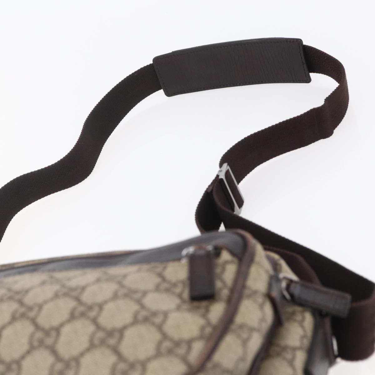 GUCCI GG Supreme Shoulder Bag PVC Leather Beige Silver 114531 Auth 154426