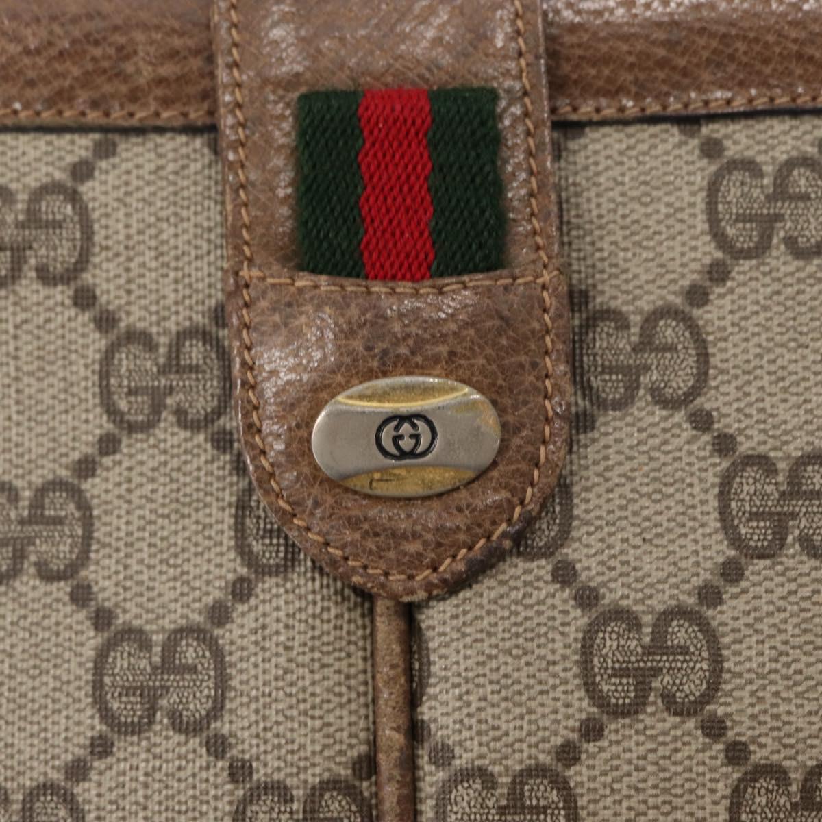 GUCCI GG Supreme Web Sherry Line Bag PVC Beige Gold 904 02 043 Auth 154427