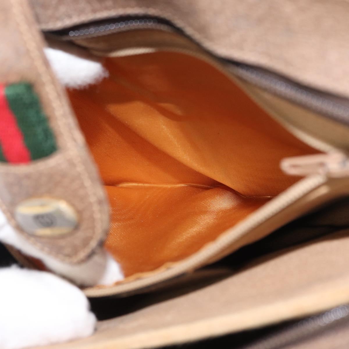 GUCCI GG Supreme Web Sherry Line Bag PVC Beige Gold 904 02 043 Auth 154427