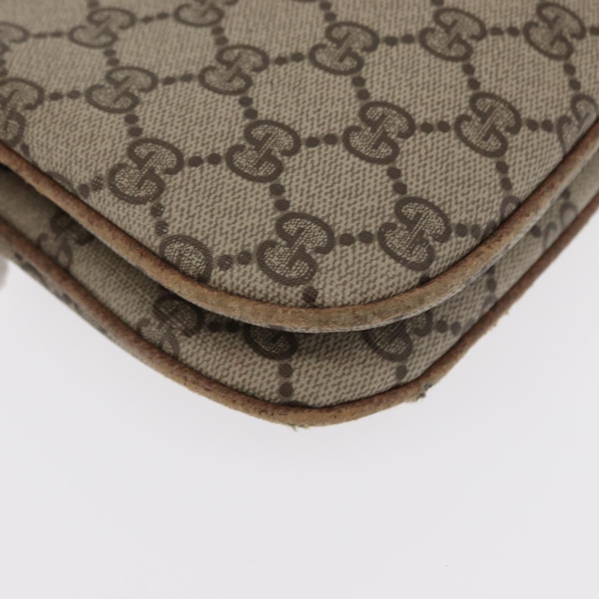 GUCCI GG Supreme Web Sherry Line Bag PVC Beige Gold 904 02 043 Auth 154427