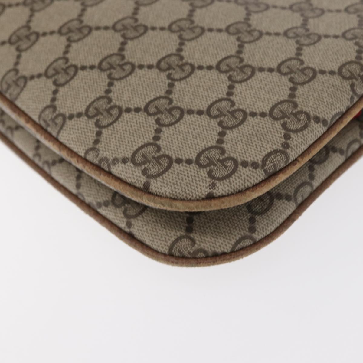 GUCCI GG Supreme Web Sherry Line Bag PVC Beige Gold 904 02 043 Auth 154427