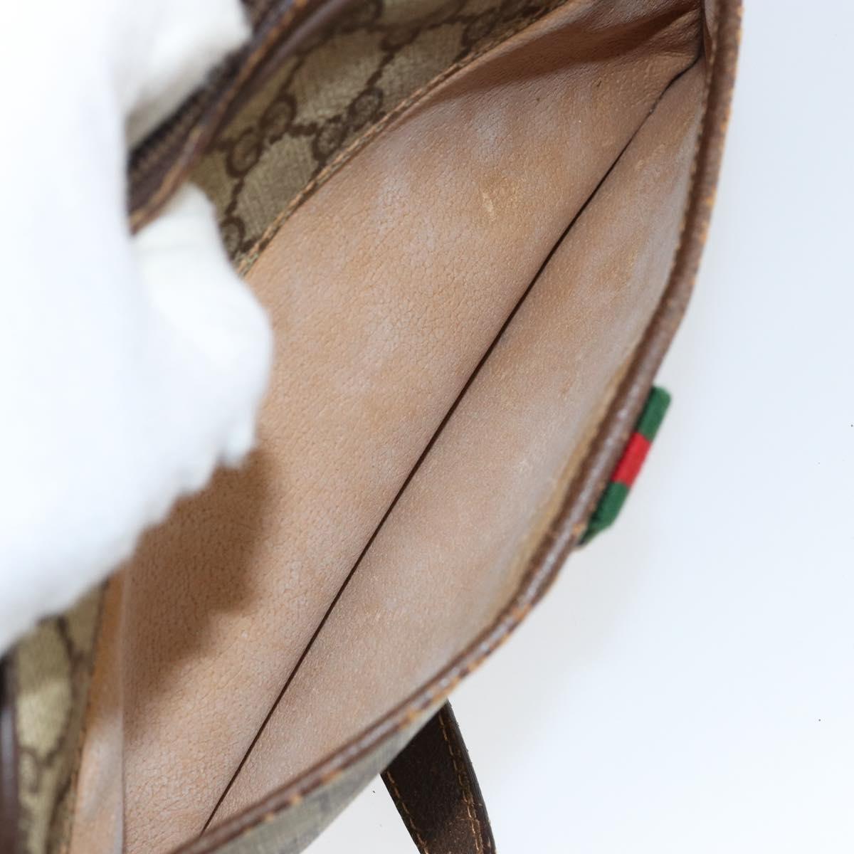 GUCCI GG Supreme Web Sherry Line Shoulder Bag PVC Beige 156 02 089 Auth 154429