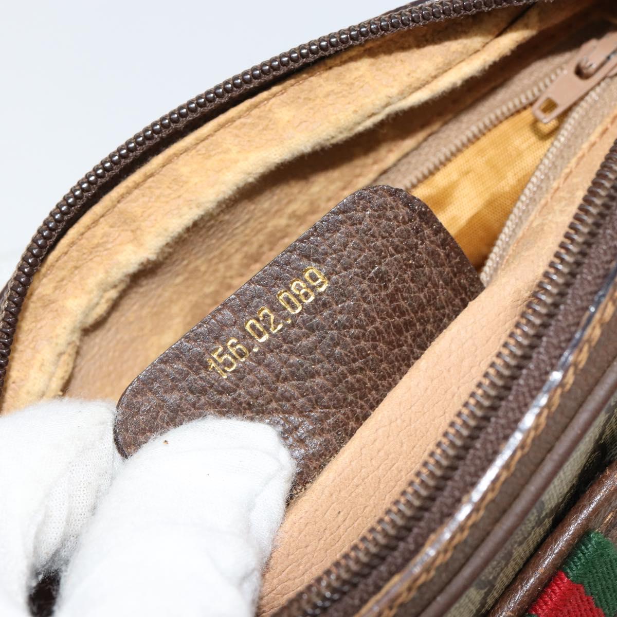 GUCCI GG Supreme Web Sherry Line Shoulder Bag PVC Beige 156 02 089 Auth 154429