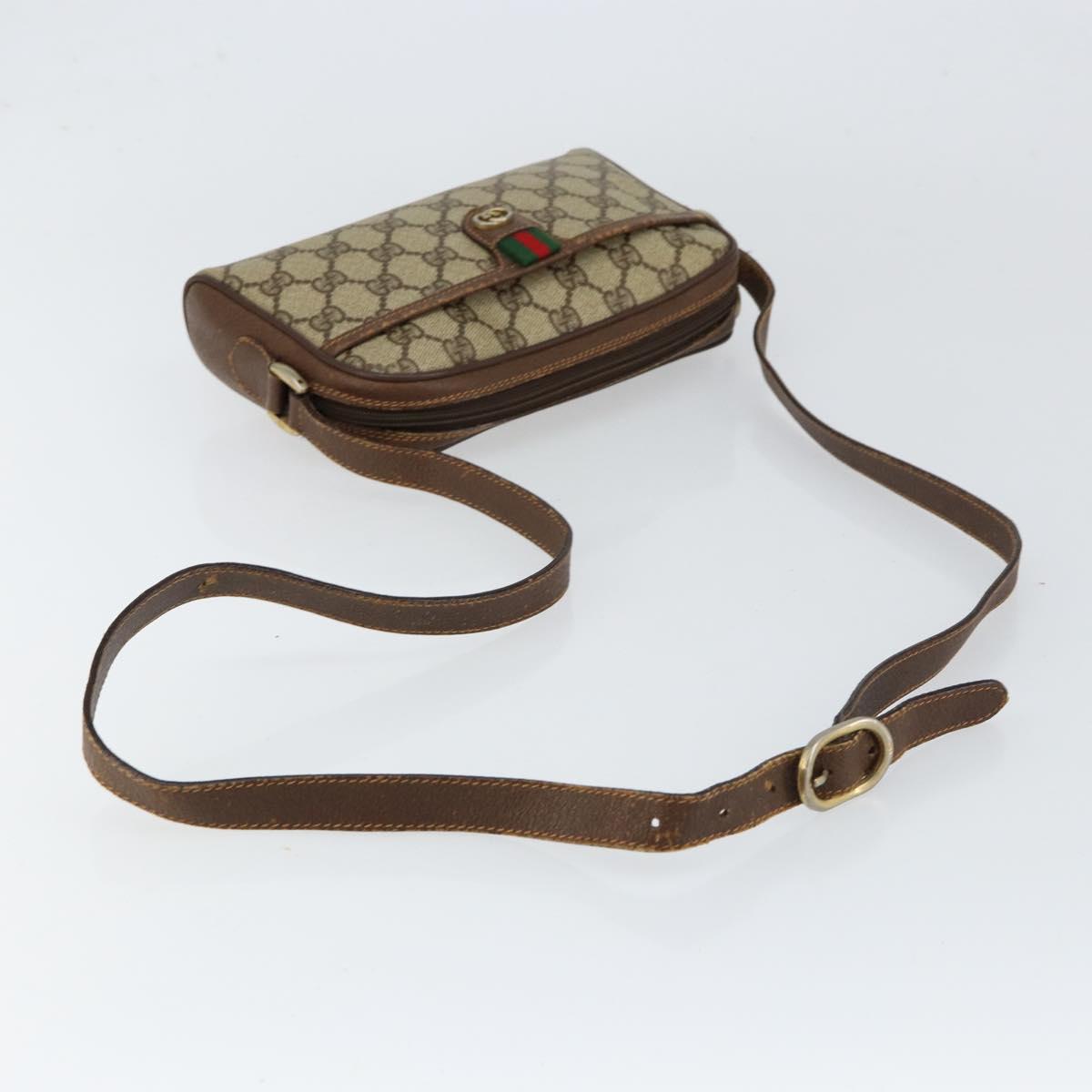 GUCCI GG Supreme Web Sherry Line Shoulder Bag PVC Beige 156 02 089 Auth 154429