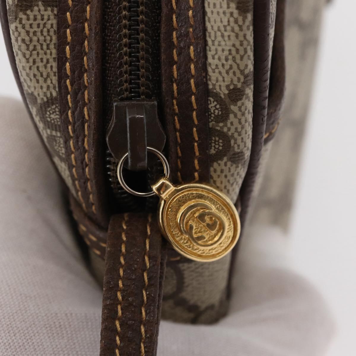 GUCCI GG Supreme Clutch Bag PVC Leather Beige Gold Auth 154432