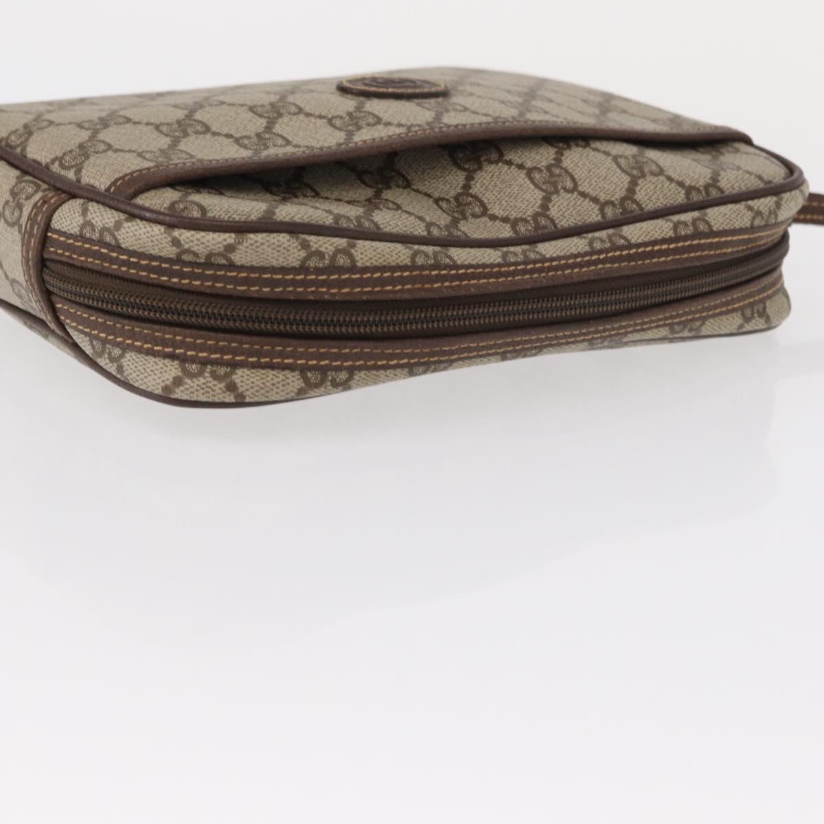 GUCCI GG Supreme Clutch Bag PVC Leather Beige Gold Auth 154432