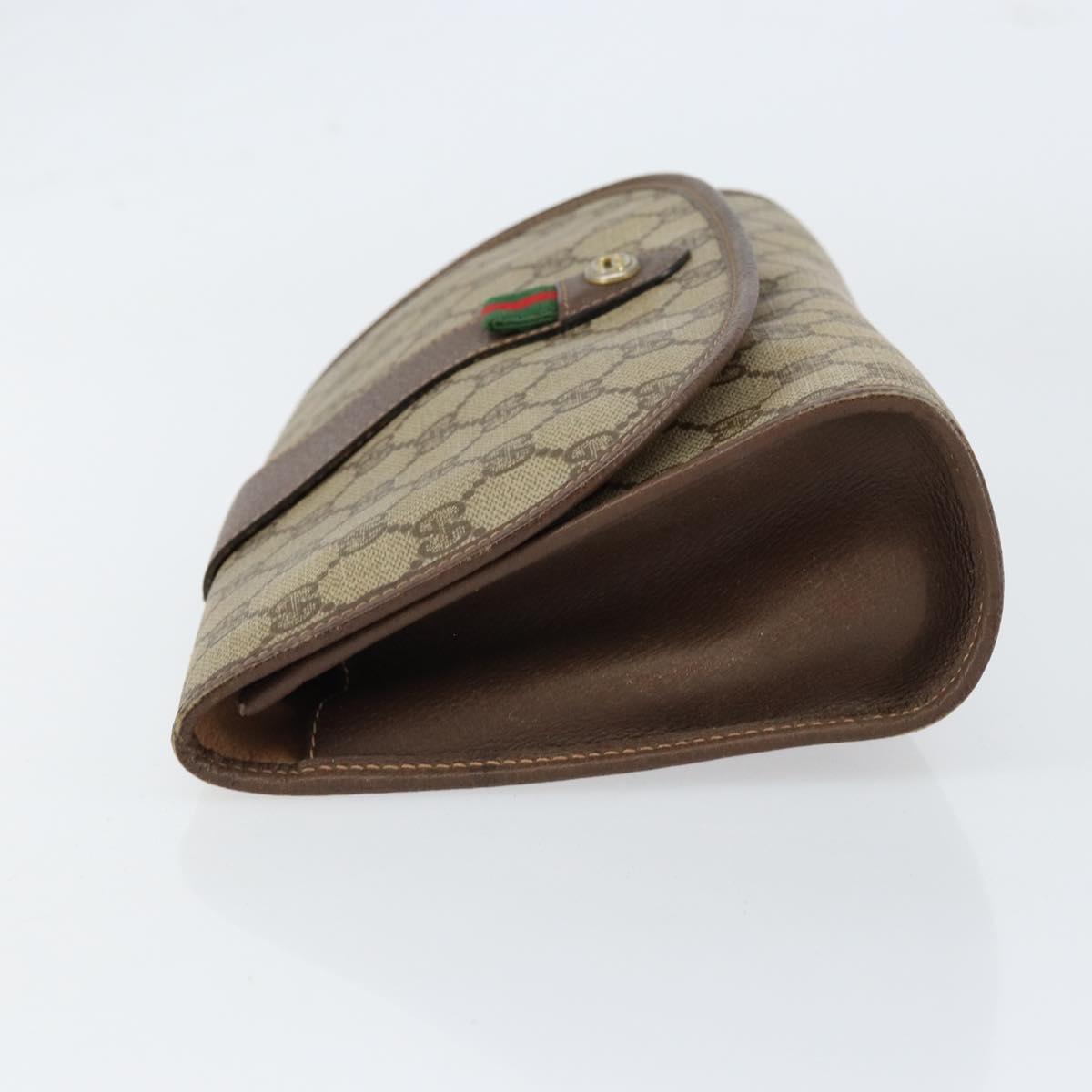 GUCCI GG Supreme Web Sherry Line Bag PVC Beige Gold 156 01 030 Auth 154433