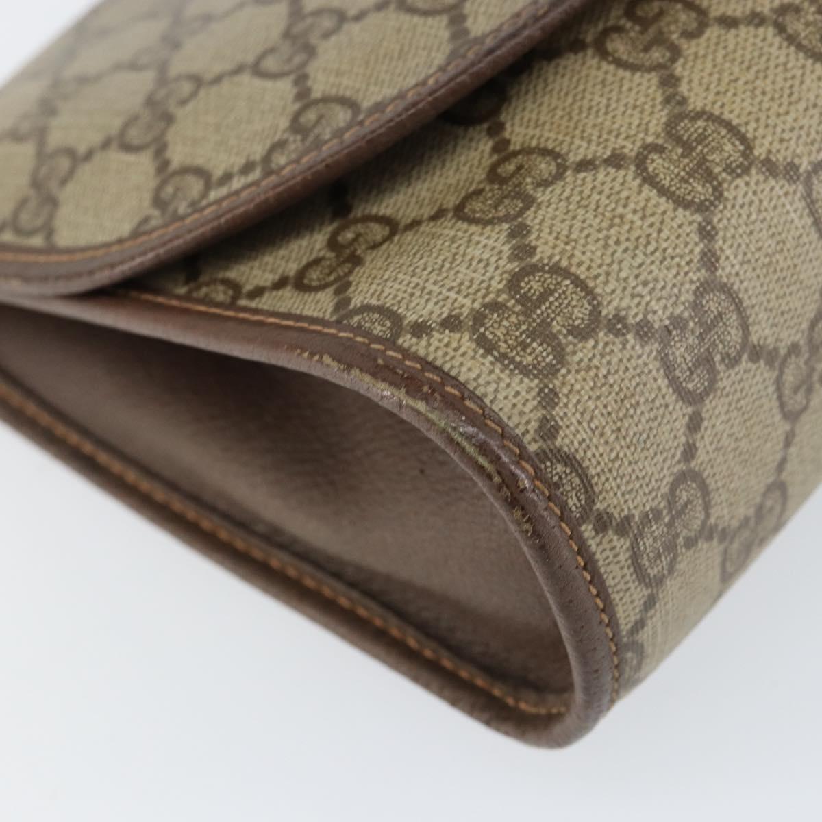 GUCCI GG Supreme Web Sherry Line Bag PVC Beige Gold 156 01 030 Auth 154433