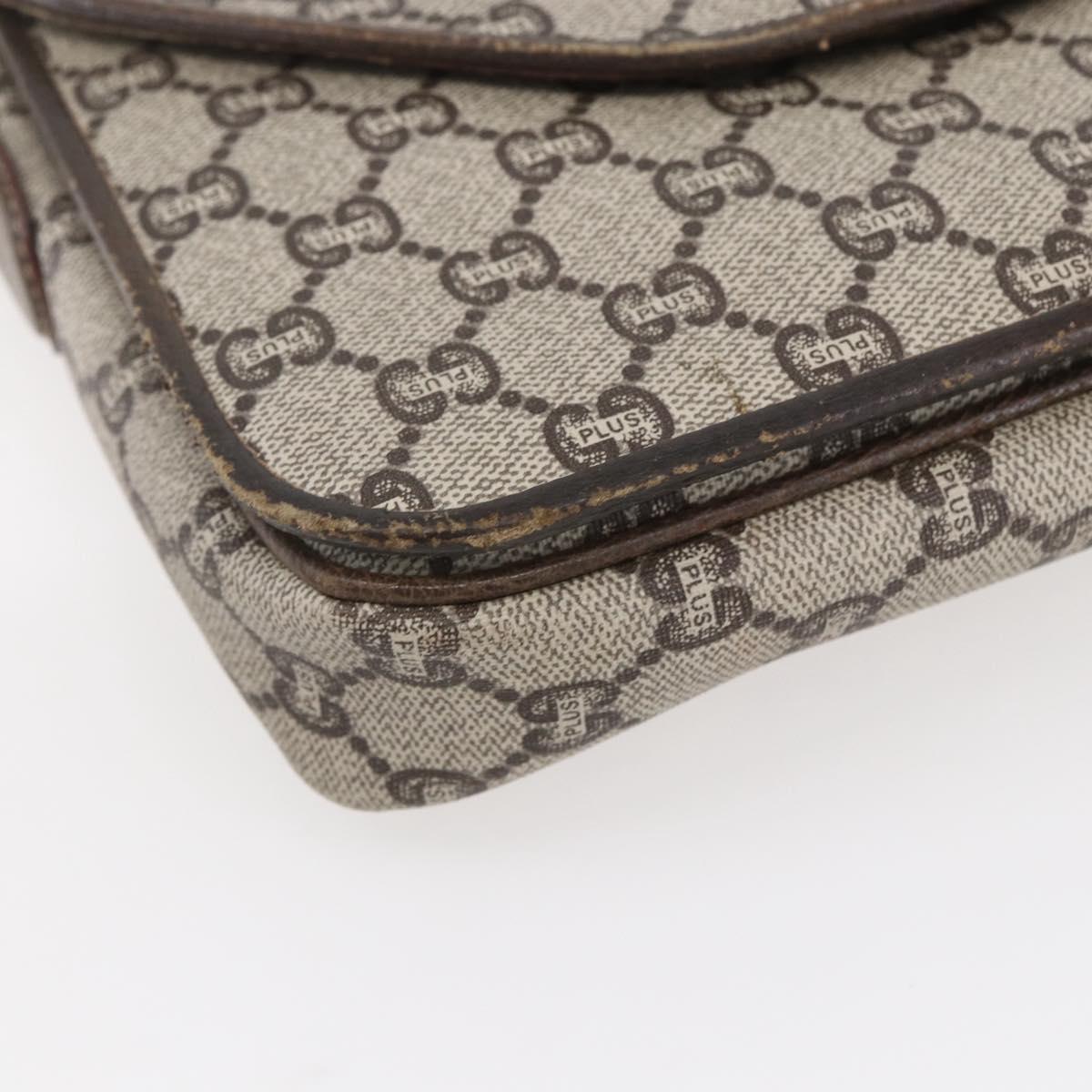 GUCCI GG Plus Supreme Shoulder Bag PVC Beige Gold Auth 154434