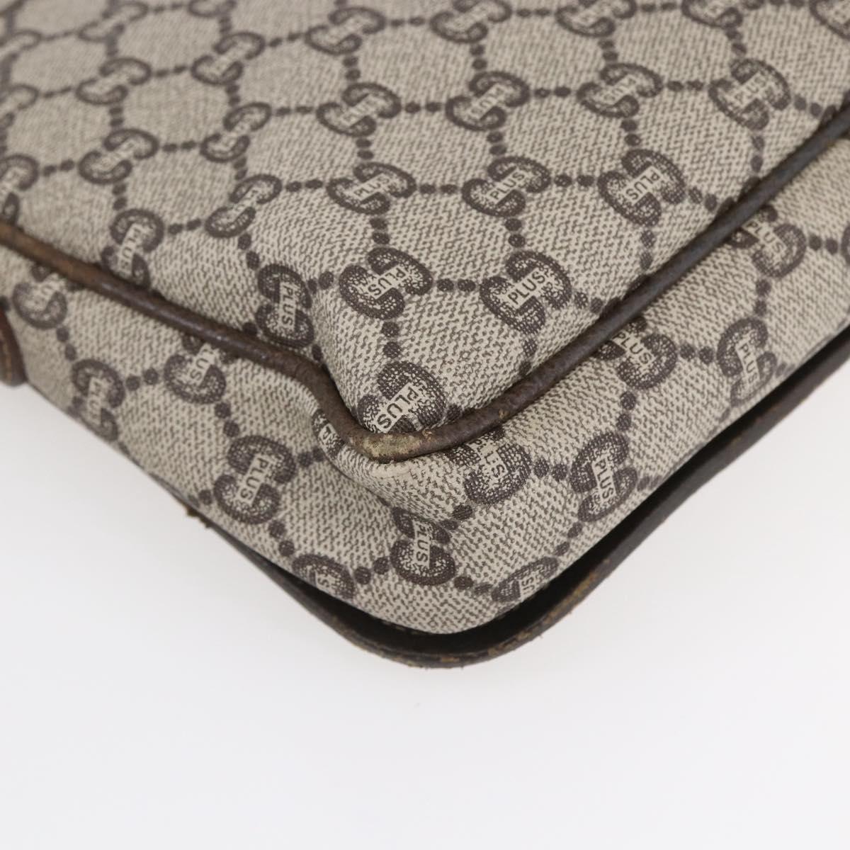 GUCCI GG Plus Supreme Shoulder Bag PVC Beige Gold Auth 154434