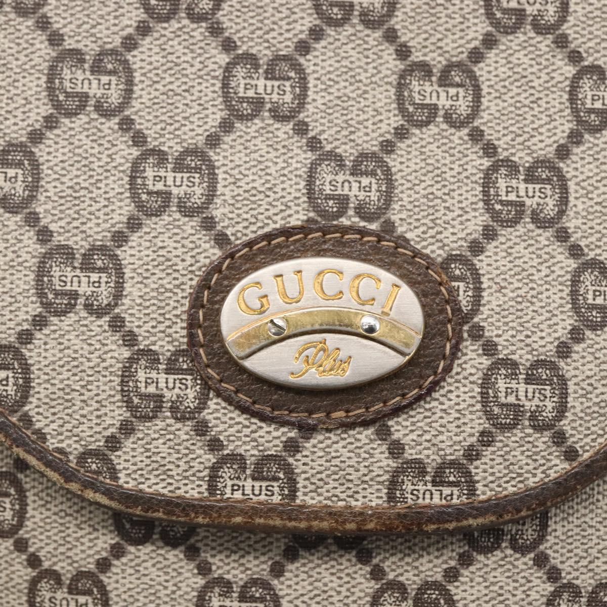 GUCCI GG Plus Supreme Shoulder Bag PVC Beige Gold Auth 154434