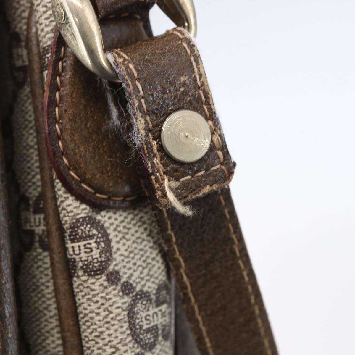 GUCCI GG Plus Supreme Shoulder Bag PVC Beige Gold Auth 154434