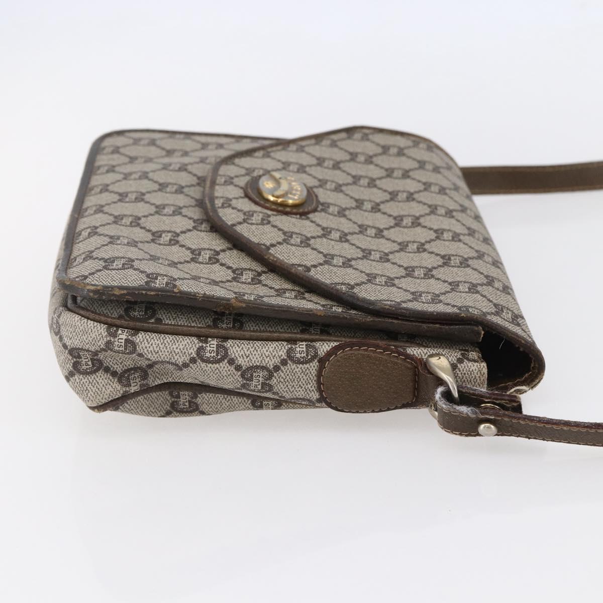 GUCCI GG Plus Supreme Shoulder Bag PVC Beige Gold Auth 154434