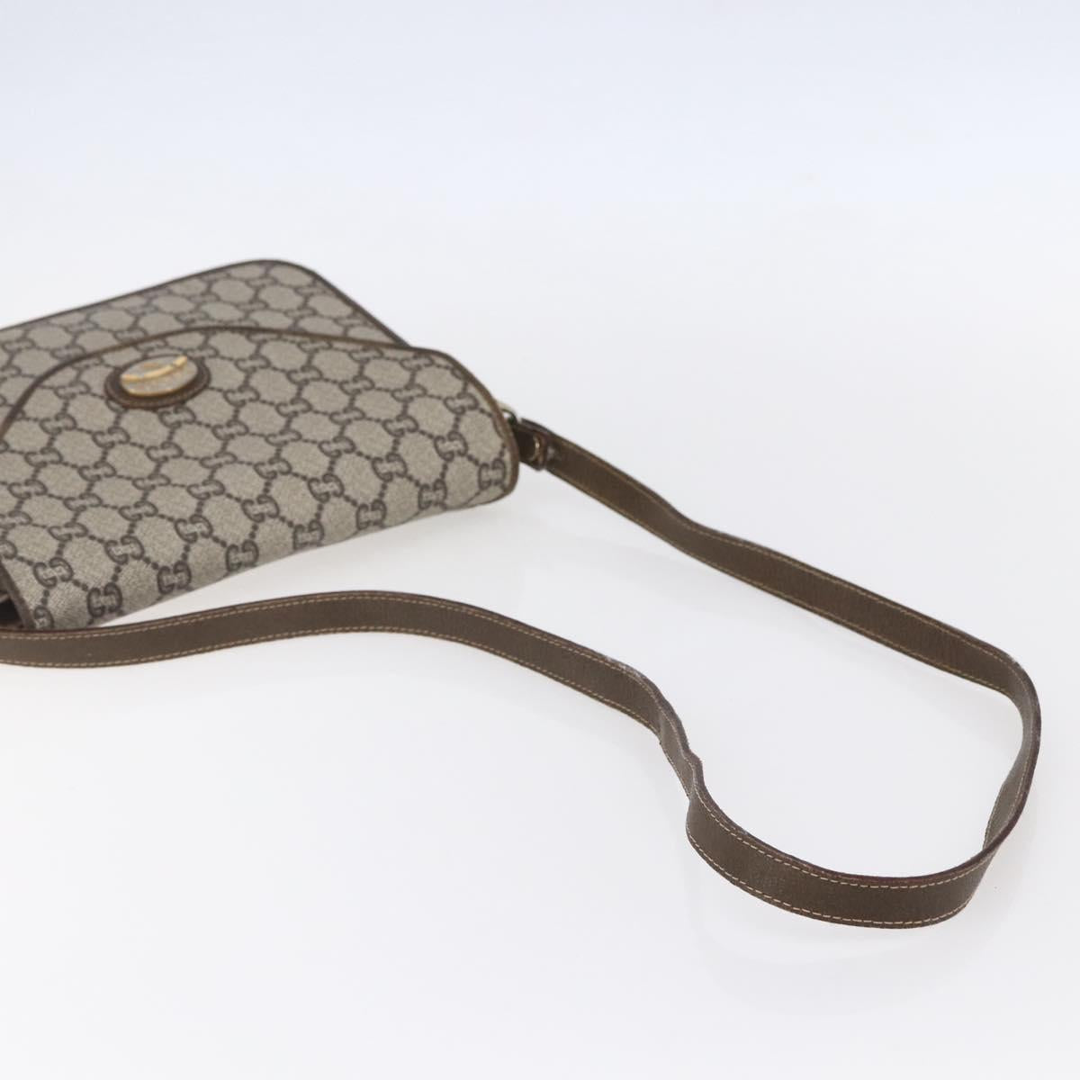 GUCCI GG Plus Supreme Shoulder Bag PVC Beige Gold Auth 154434