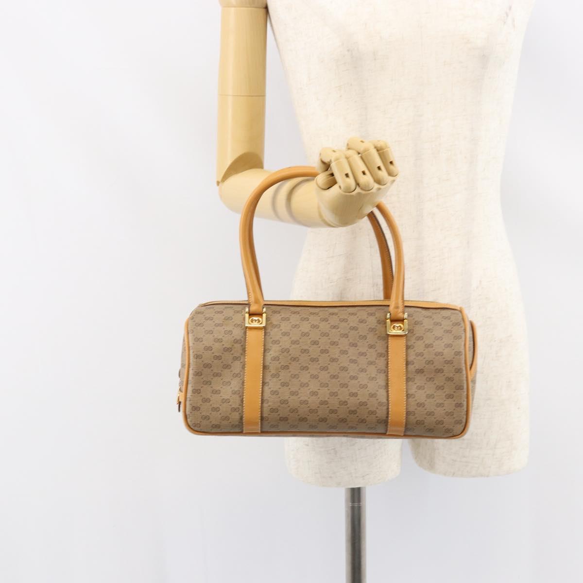 GUCCI Micro GG Supreme Hand Bag PVC Beige Gold 000 58 0040 Auth 154435