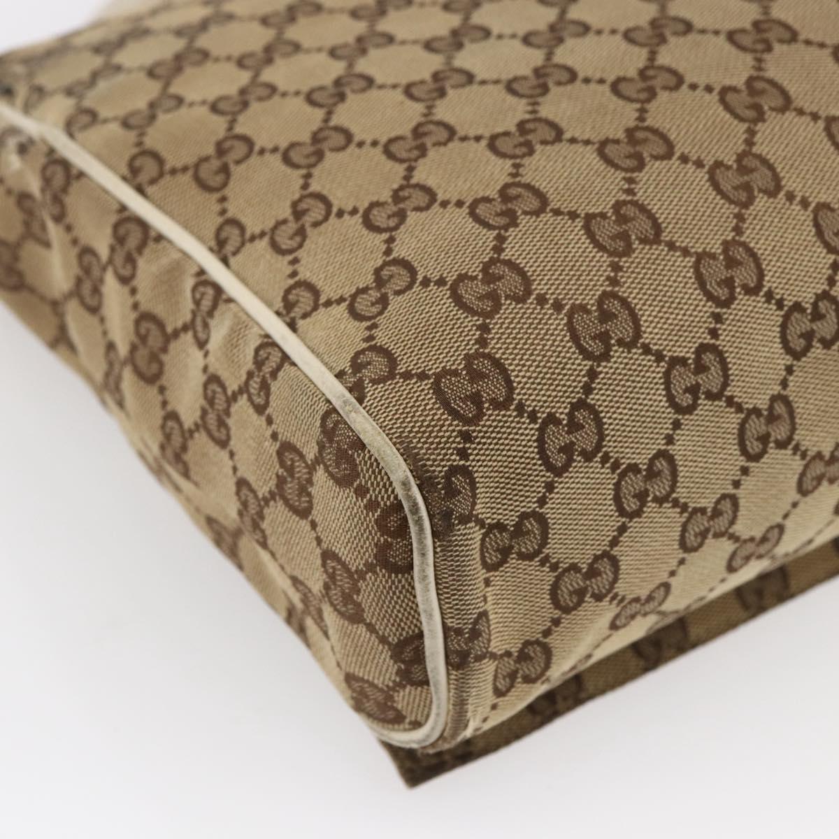 GUCCI GG Canvas Shoulder Bag Beige Silver 146236 Auth 154436