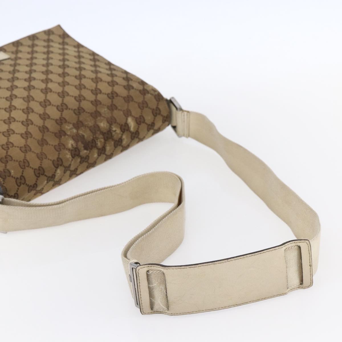 GUCCI GG Canvas Shoulder Bag Beige Silver 146236 Auth 154436