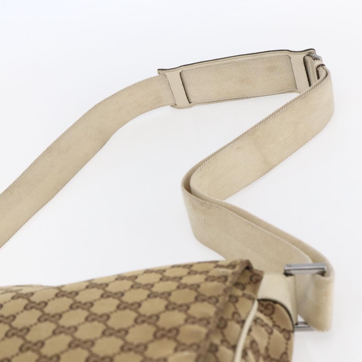 GUCCI GG Canvas Shoulder Bag Beige Silver 146236 Auth 154436