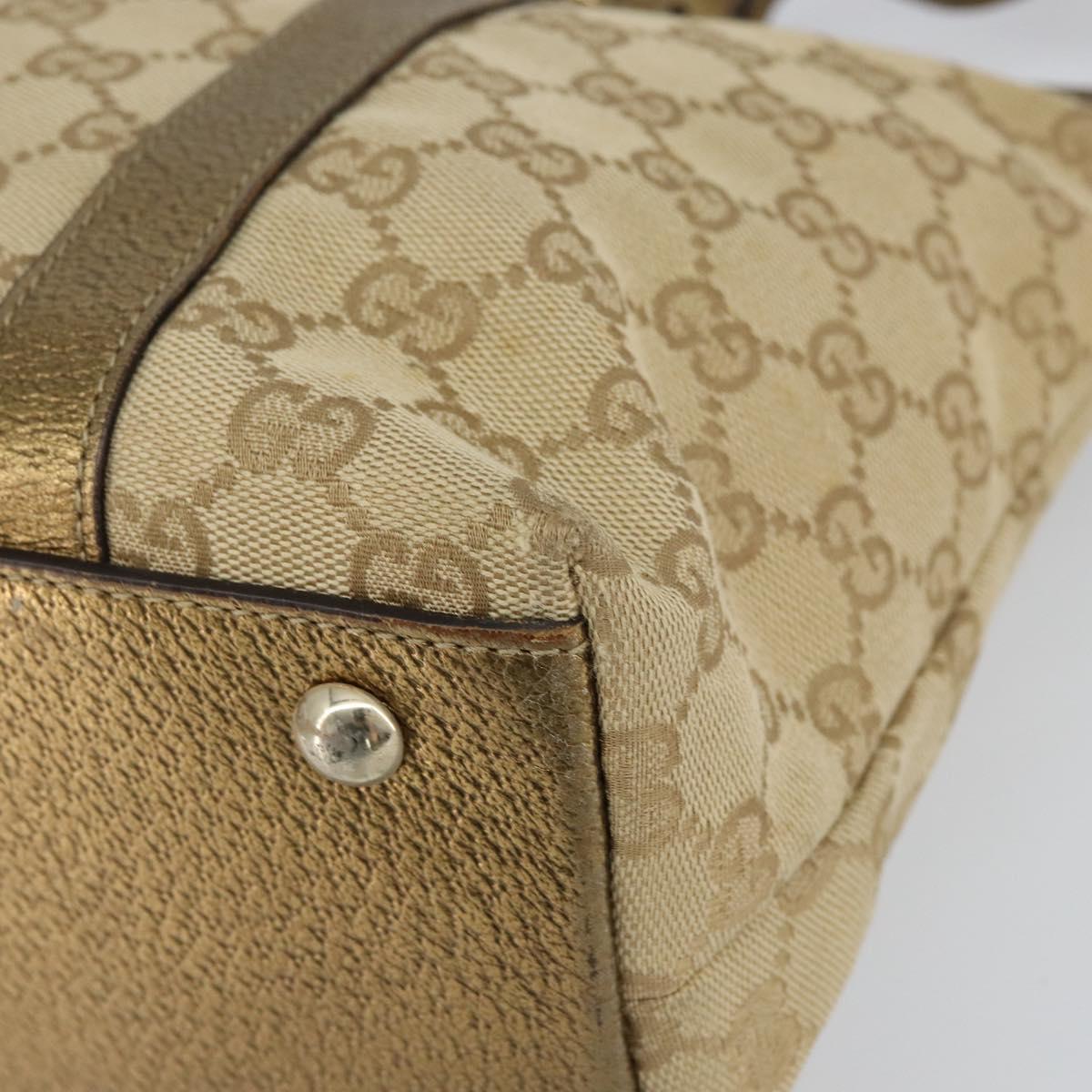 GUCCI GG Canvas Tote Bag Beige Gold 141470 Auth 154438
