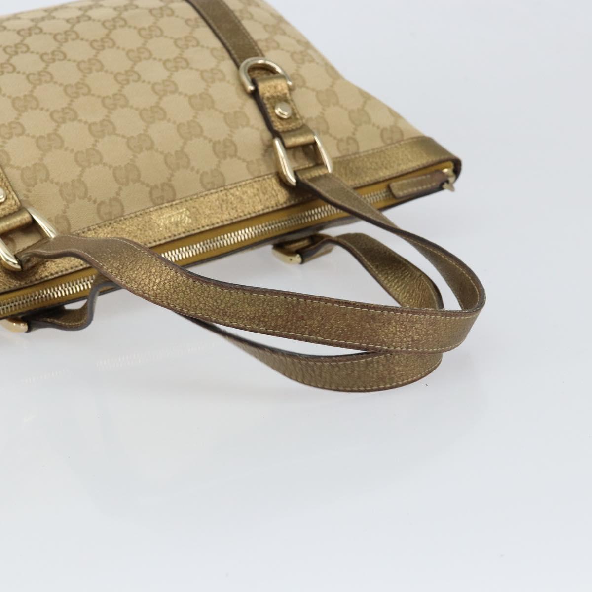 GUCCI GG Canvas Tote Bag Beige Gold 141470 Auth 154438
