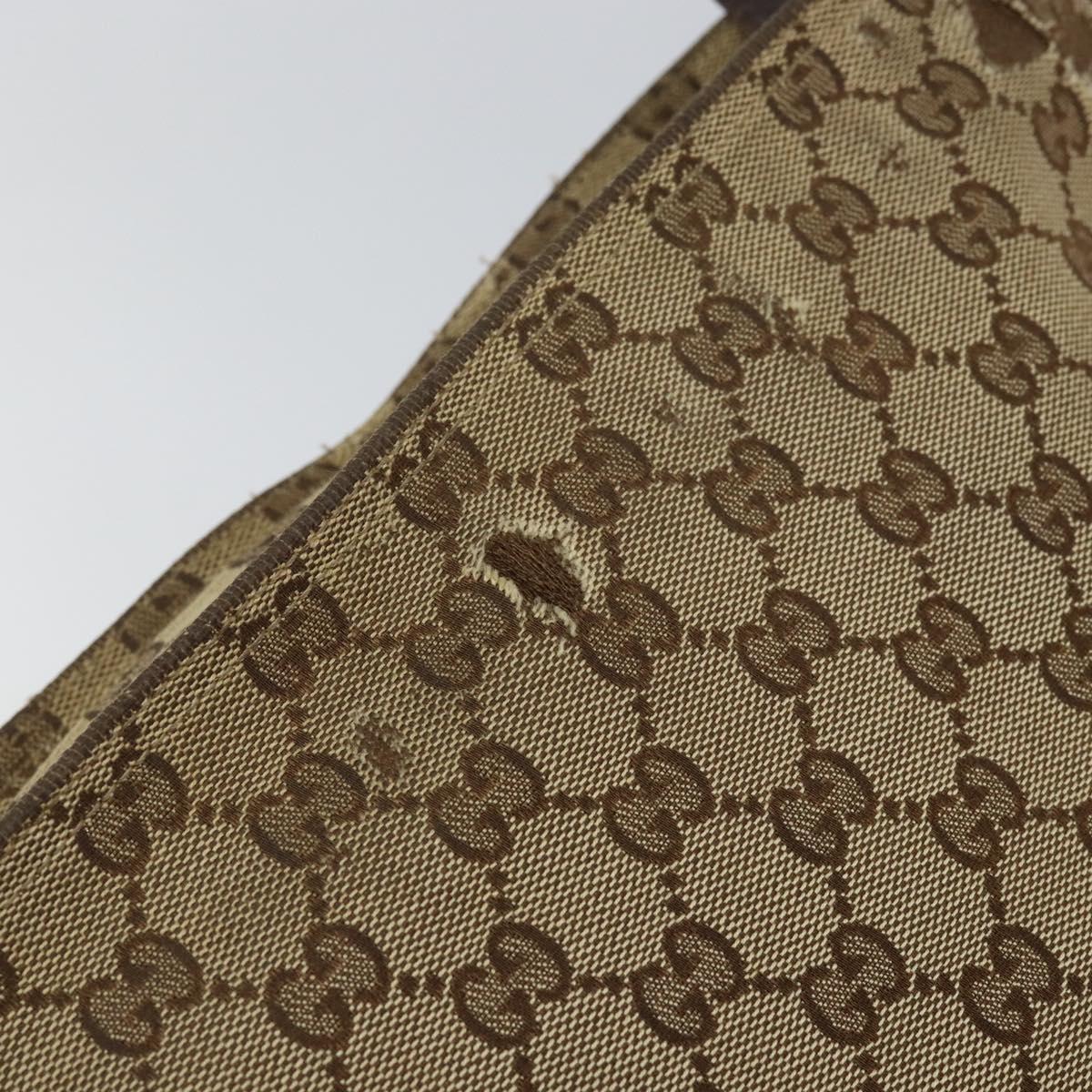 GUCCI GG Canvas Web Sherry Line Shoulder Bag Beige Silver 189751 Auth 154441