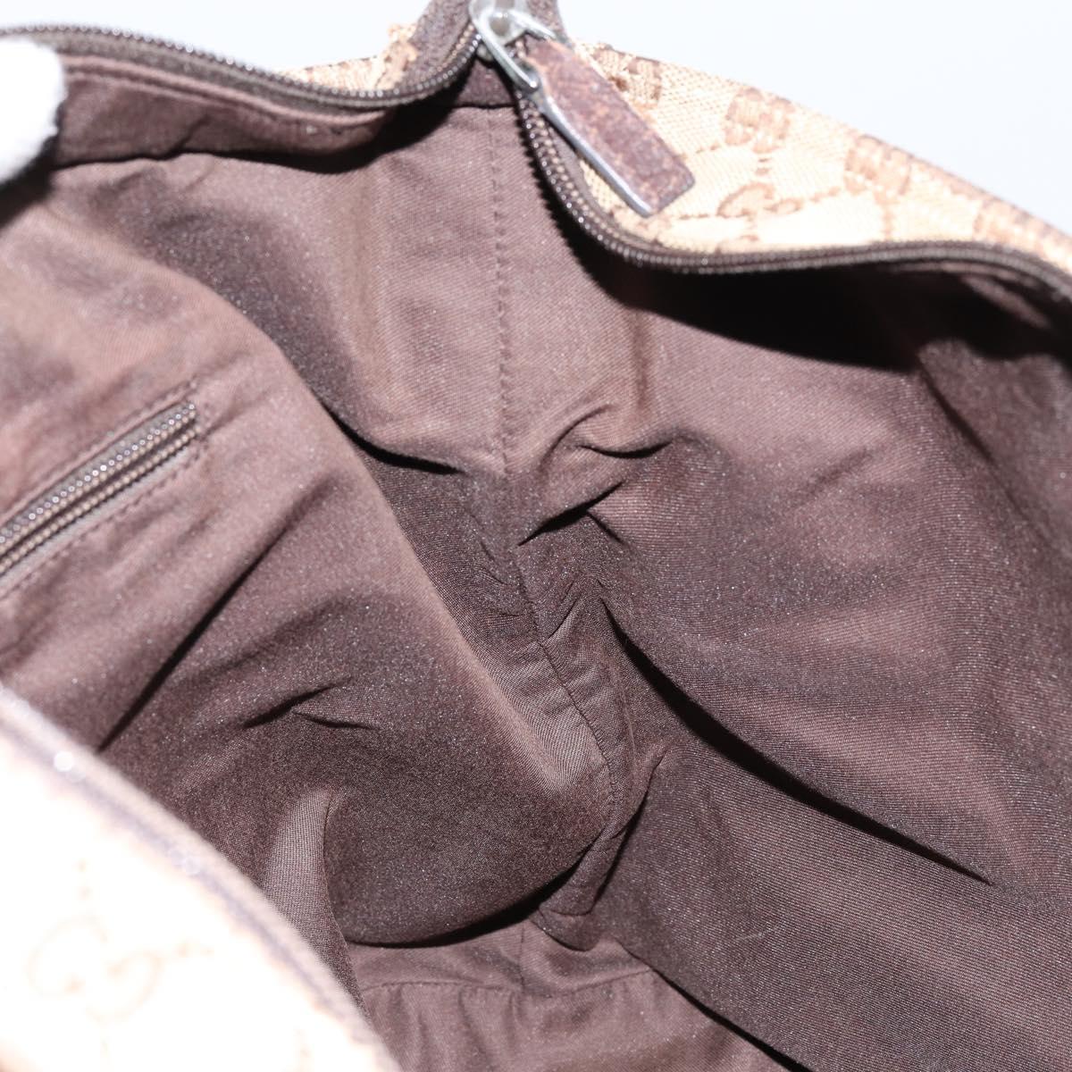 GUCCI GG Canvas Web Sherry Line Shoulder Bag Beige Silver 189751 Auth 154441