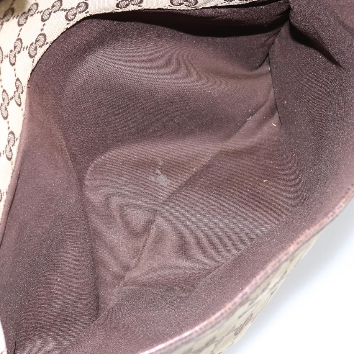 GUCCI GG Canvas Web Sherry Line Shoulder Bag Beige Silver 189751 Auth 154441