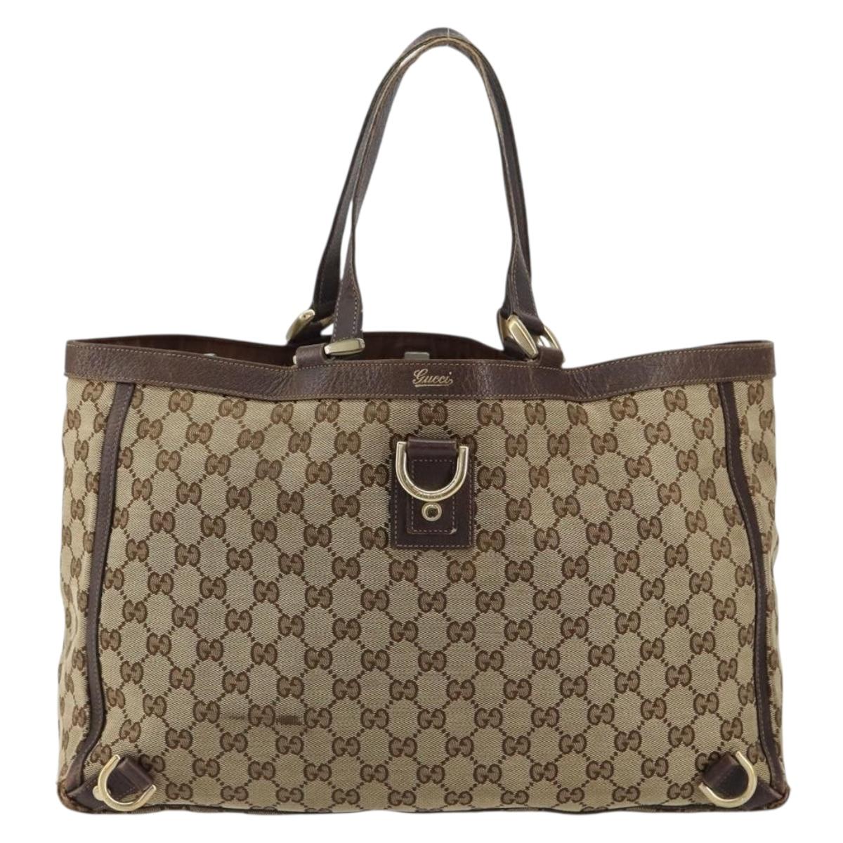 GUCCI GG Canvas Tote Bag Beige Gold 141472 Auth 154442