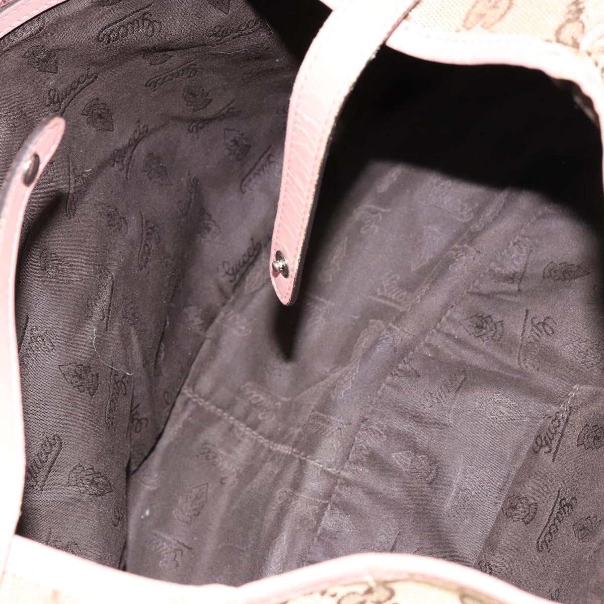 GUCCI GG Canvas Hand Bag Beige Gold 232963 Auth 154443