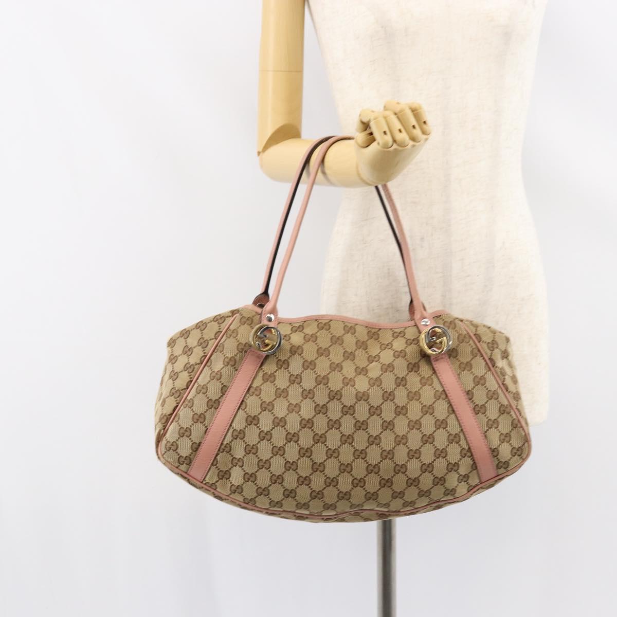 GUCCI GG Canvas Hand Bag Beige Gold 232963 Auth 154443