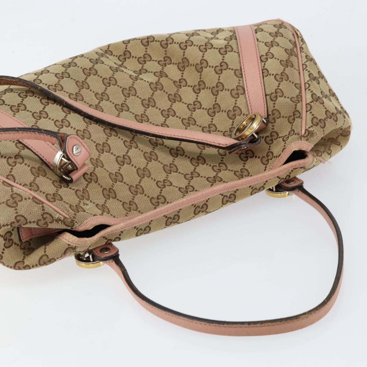 GUCCI GG Canvas Hand Bag Beige Gold 232963 Auth 154443