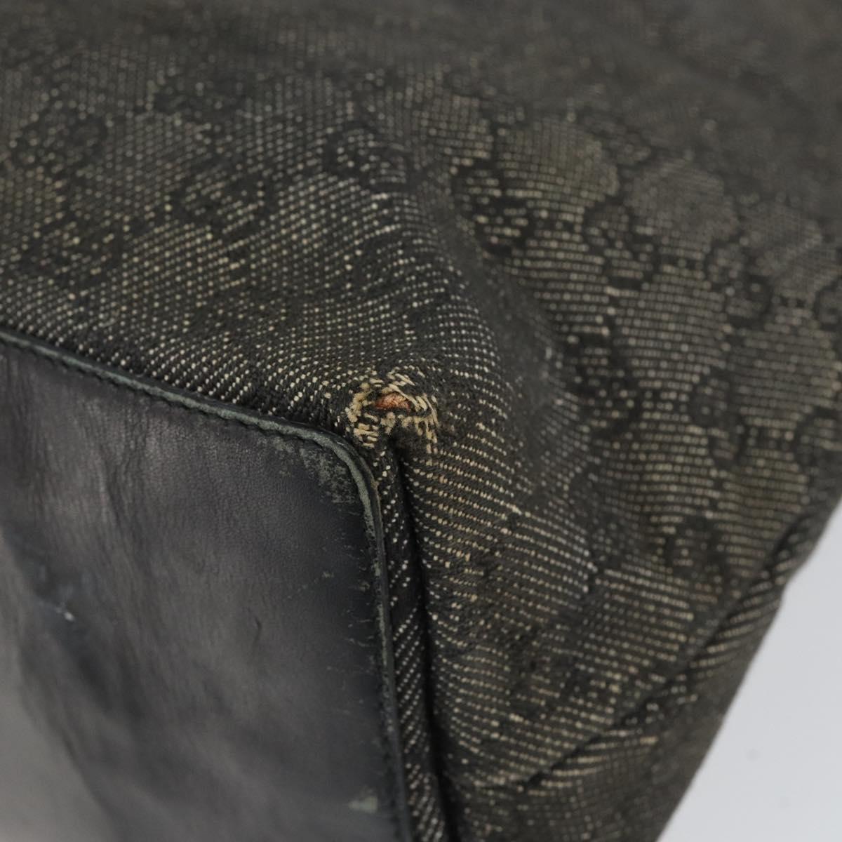 GUCCI GG Canvas Tote Bag Black Silver 36173 1705 Auth 154445