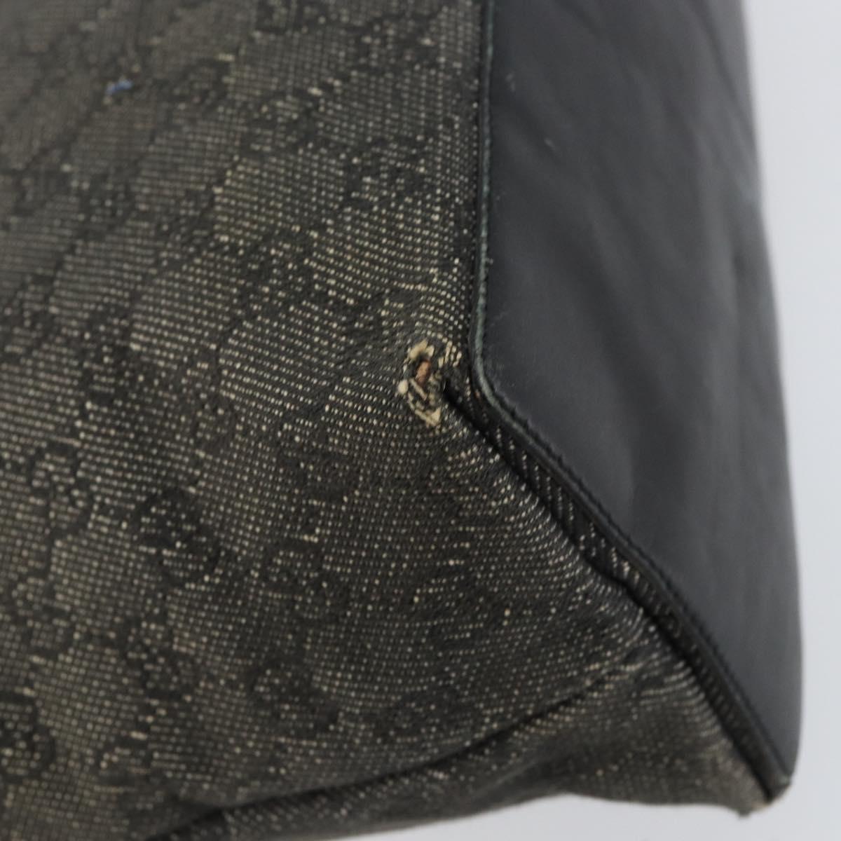 GUCCI GG Canvas Tote Bag Black Silver 36173 1705 Auth 154445