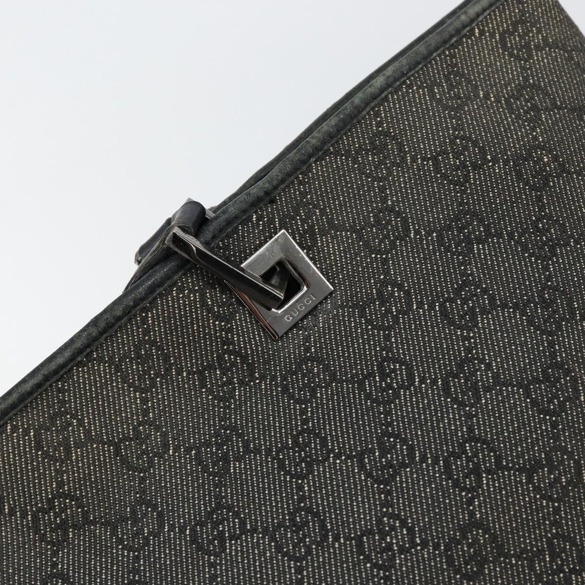 GUCCI GG Canvas Tote Bag Black Silver 36173 1705 Auth 154445