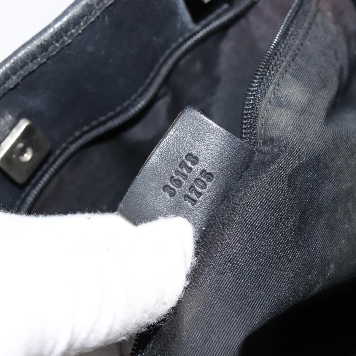 GUCCI GG Canvas Tote Bag Black Silver 36173 1705 Auth 154445