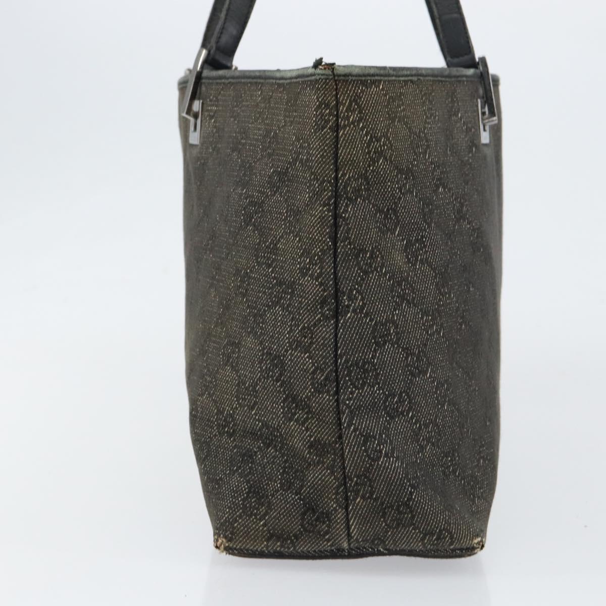 GUCCI GG Canvas Tote Bag Black Silver 36173 1705 Auth 154445