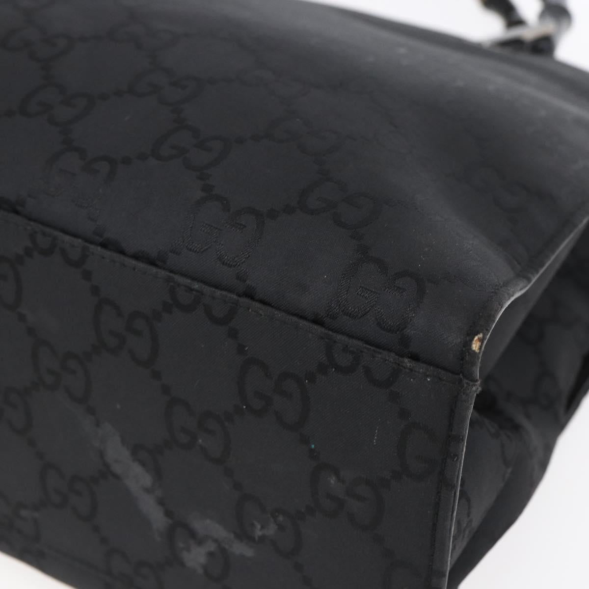 GUCCI Bamboo GG Canvas Hand Bag Black Silver 002 1010 3754 Auth 154446