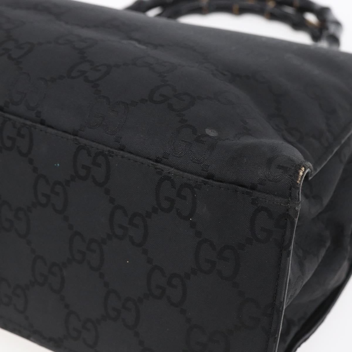 GUCCI Bamboo GG Canvas Hand Bag Black Silver 002 1010 3754 Auth 154446