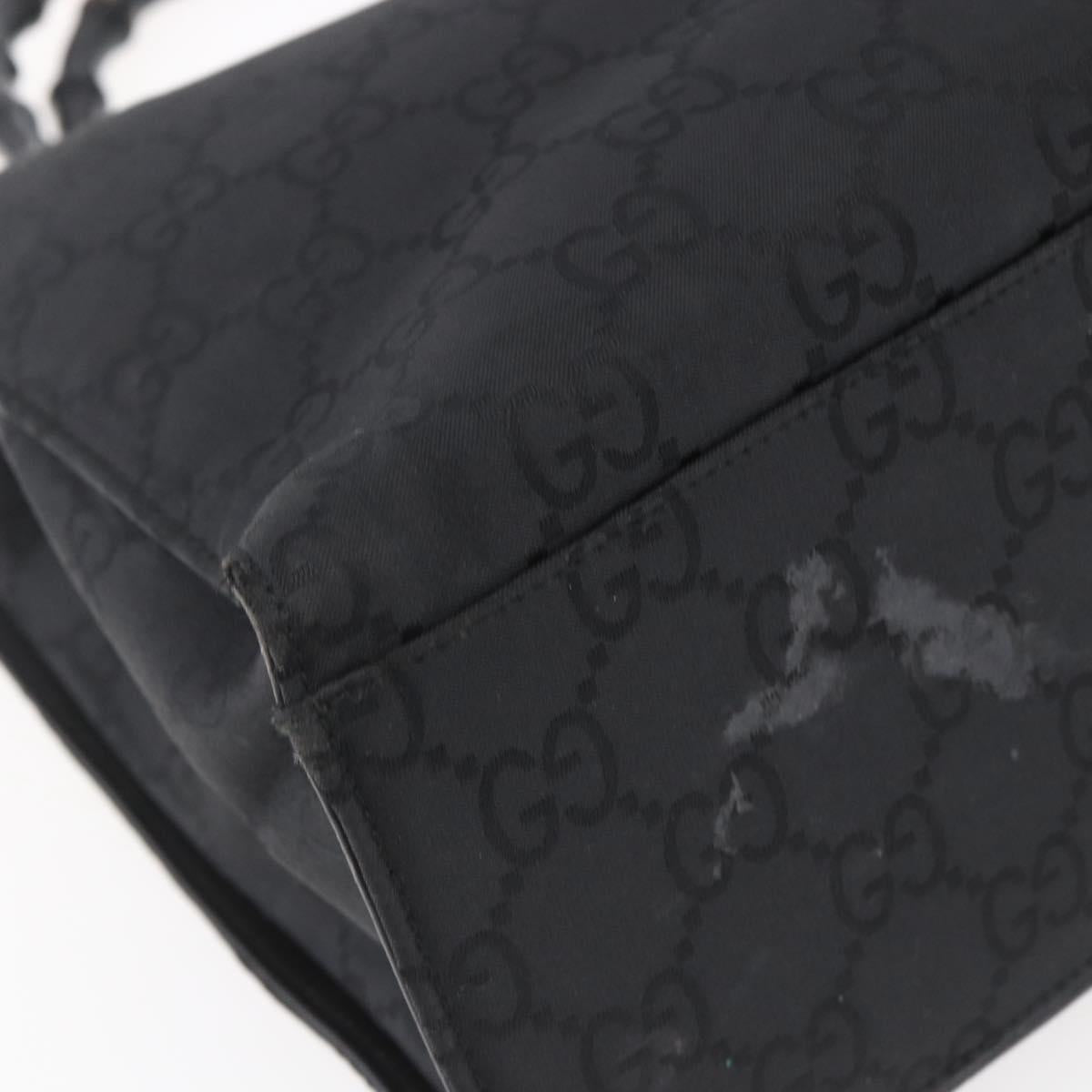 GUCCI Bamboo GG Canvas Hand Bag Black Silver 002 1010 3754 Auth 154446