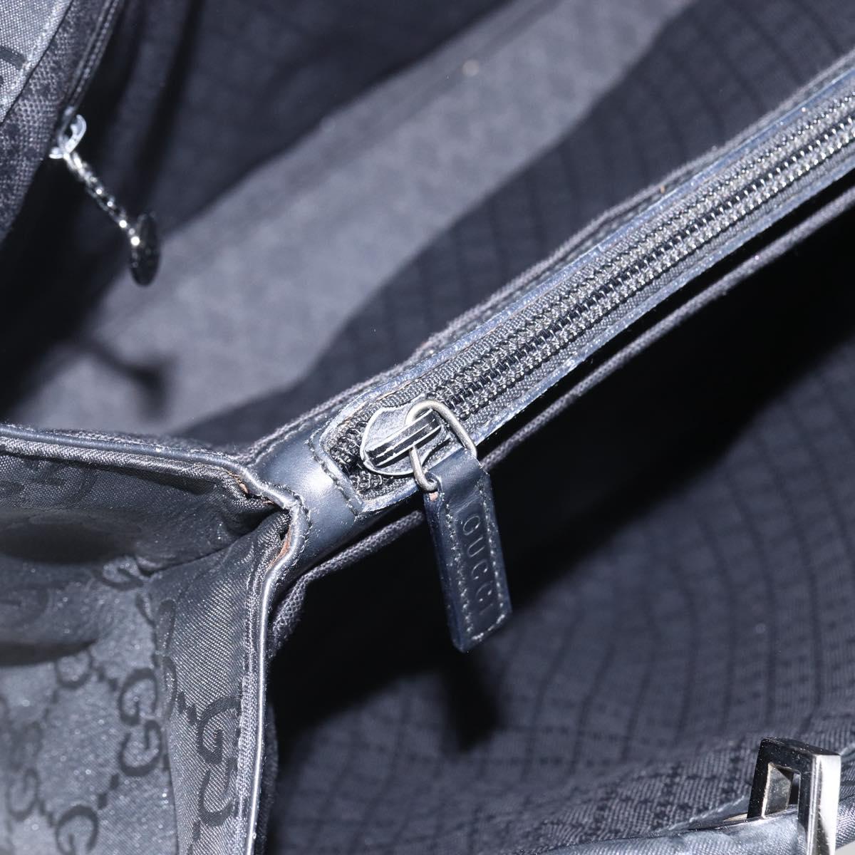 GUCCI Bamboo GG Canvas Hand Bag Black Silver 002 1010 3754 Auth 154446