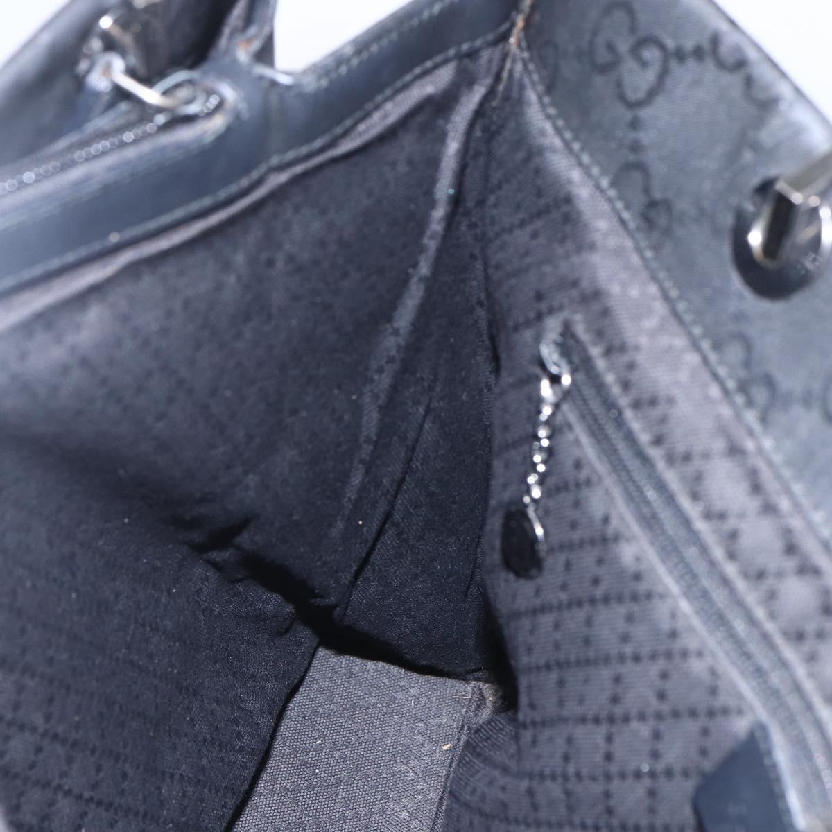 GUCCI Bamboo GG Canvas Hand Bag Black Silver 002 1010 3754 Auth 154446
