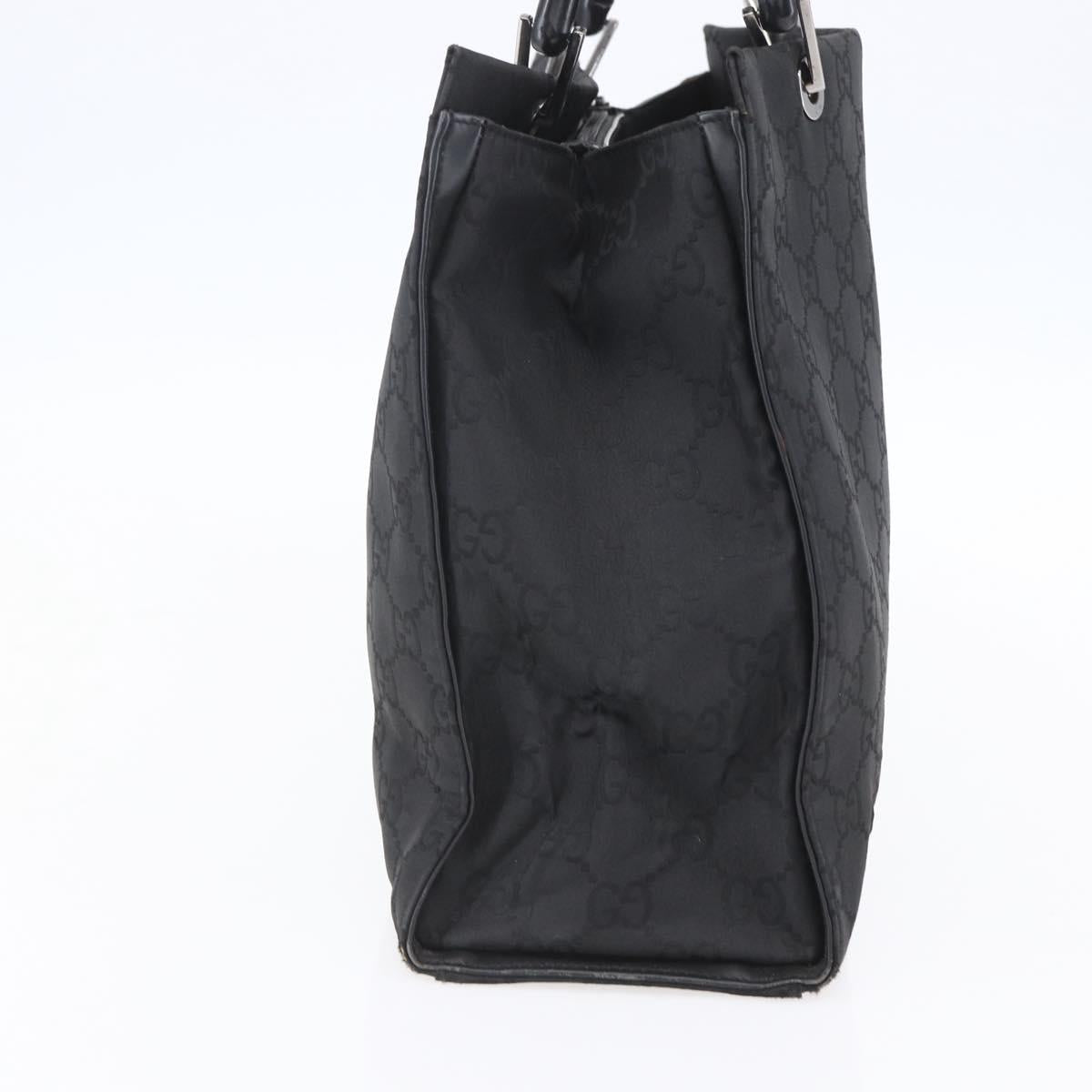 GUCCI Bamboo GG Canvas Hand Bag Black Silver 002 1010 3754 Auth 154446