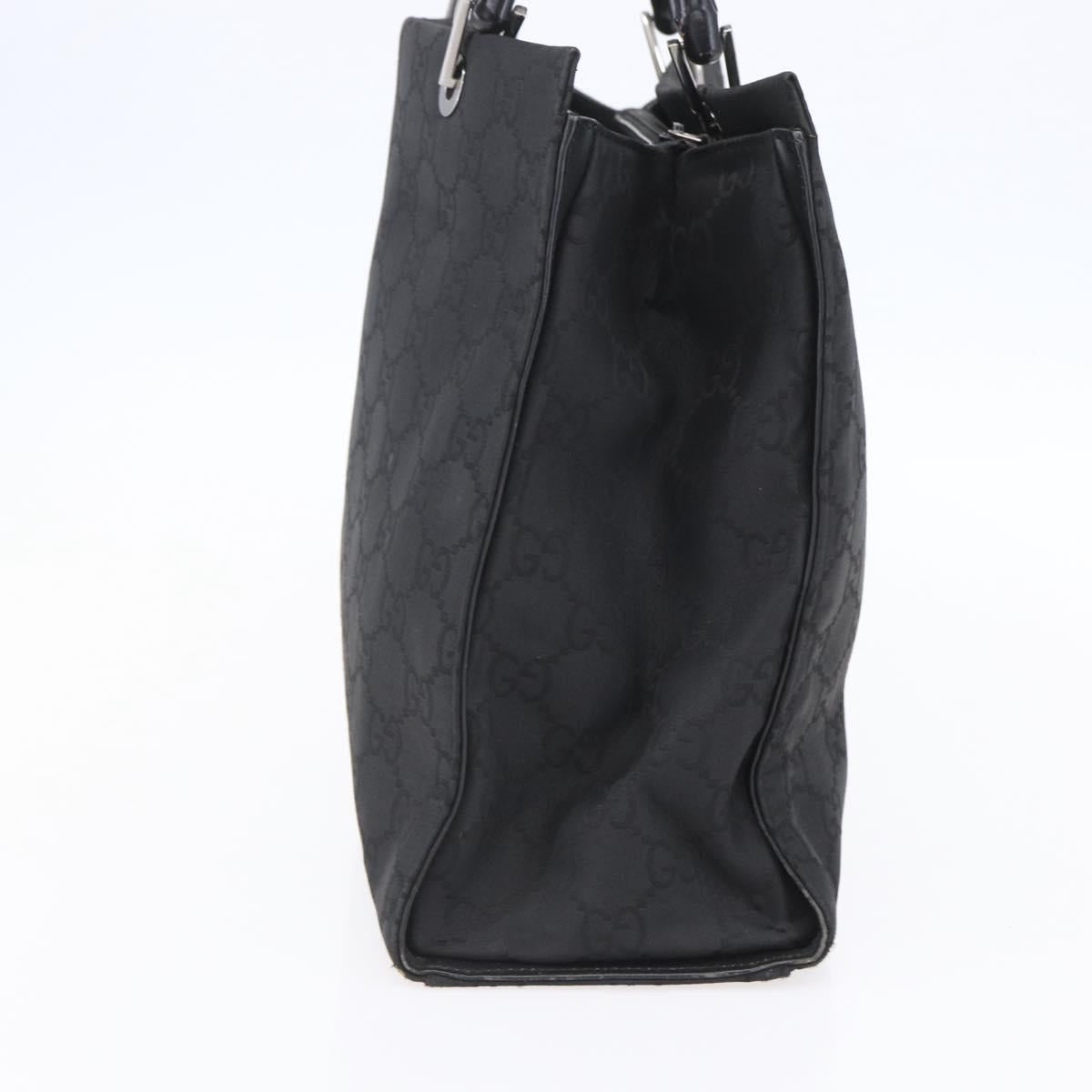 GUCCI Bamboo GG Canvas Hand Bag Black Silver 002 1010 3754 Auth 154446