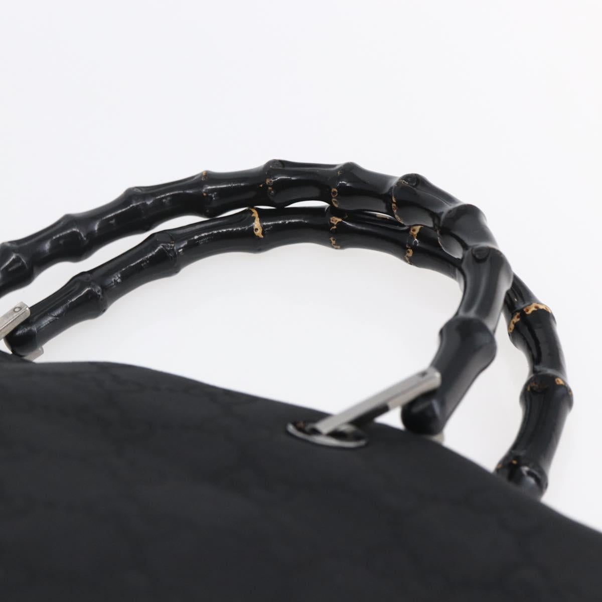 GUCCI Bamboo GG Canvas Hand Bag Black Silver 002 1010 3754 Auth 154446