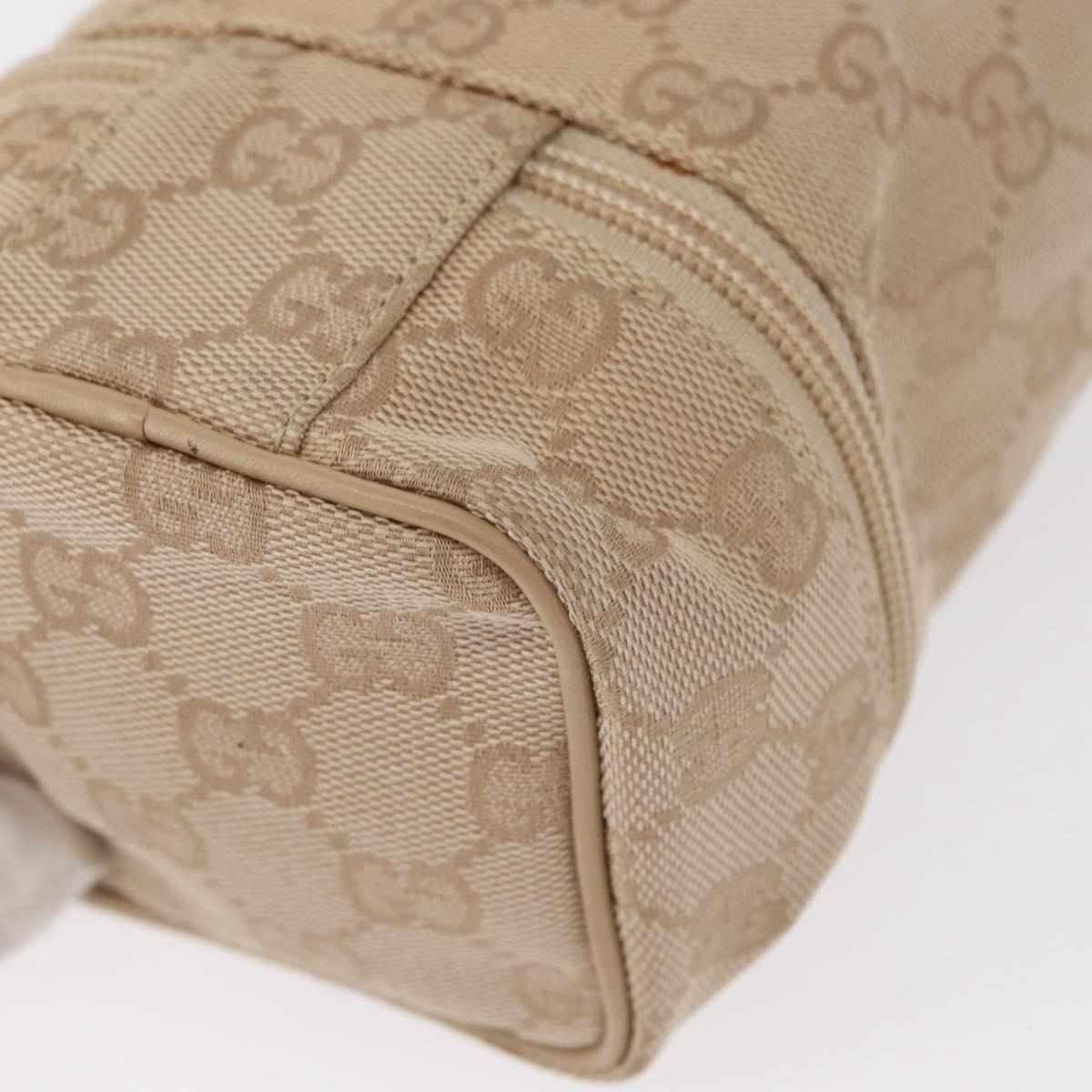 GUCCI GG Canvas Pouch Beige Silver 039 1054 Auth 154448