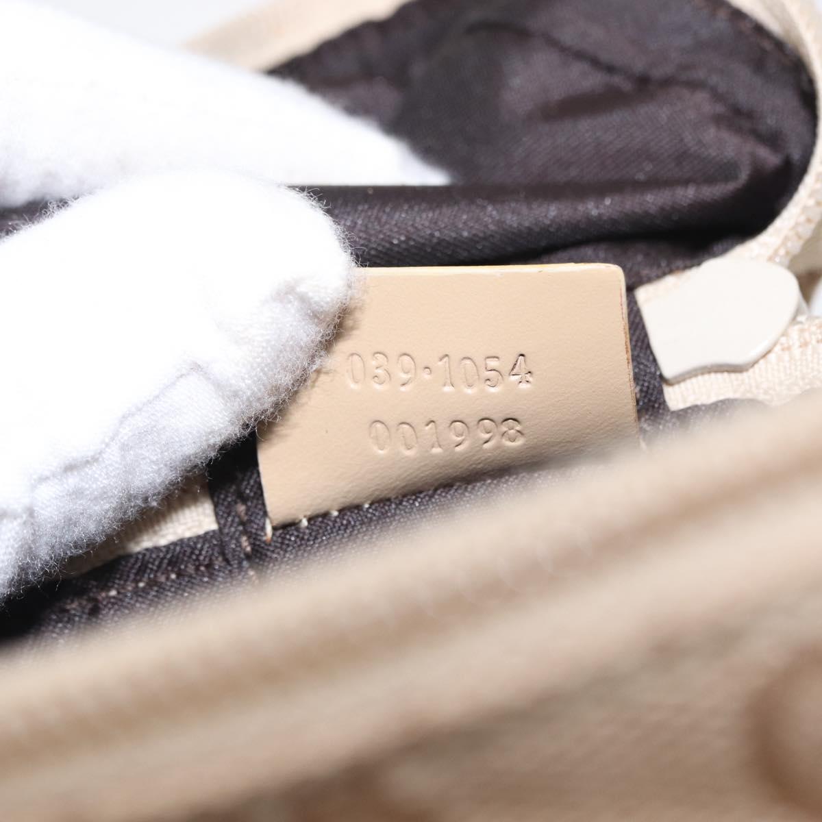 GUCCI GG Canvas Pouch Beige Silver 039 1054 Auth 154448